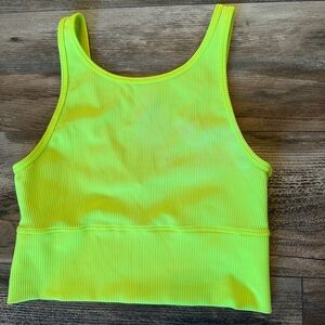 Lululemon Power Pivot Ribbed Tank Top Highlight Yellow‎ Green 6 Reversible